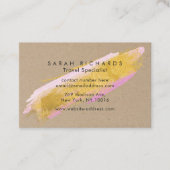 クラフトパーソナライズされた金ゴールドピンクブラシ名刺 名刺 (正面)