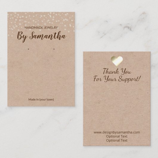 クラフトパール手作りイヤリング及びネックレスディスプレイ 名刺 (正面/裏面)