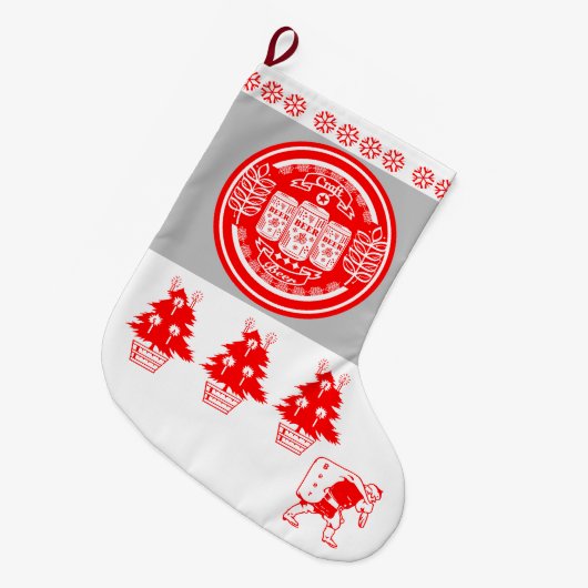 クラフトビアクリスマス – ビール缶R G W ラージクリスマスストッキング (正面 (吊り時))