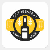 クラフトビアロゴデザインテンプレート付ボトル スクエアシール (正面)