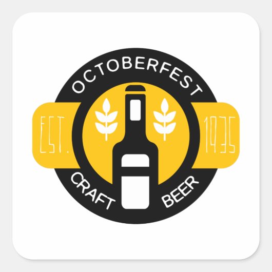 クラフトビアロゴデザインテンプレート付ボトル スクエアシール (正面)