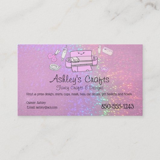 クラフトビニール名刺ホログラムピンク  名刺 (正面)