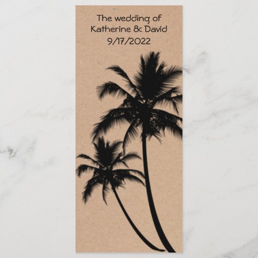 クラフトビーチテーマスキニー結婚のテーブルメニュー メニュー (裏面)