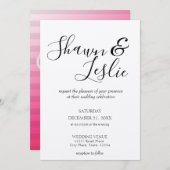 クラフトビーチピンクモダン結婚式招待状V2 招待状 (正面/裏面)