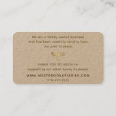 クラフトビーハイブアピアラベルと金ゴールドハートとミツバチ 名刺 (裏面)