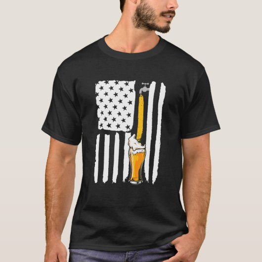 クラフトビールアメリカン国旗USA 4th 7月Brewery Alc Tシャツ (正面)