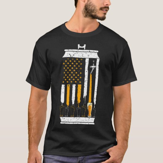 クラフトビールアメリカン州旗7月醸造所4日 Tシャツ (正面)