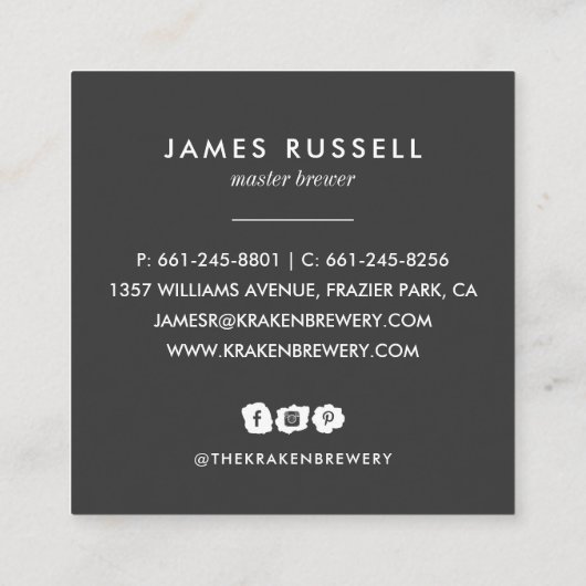 クラフトビールサイダースカルスケッチスクエア名刺 スクエア名刺 (裏面)