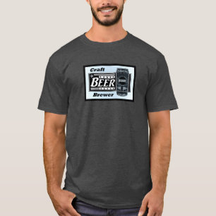 クラフトビールビール醸造所 – ブルーブラック&ホワイト缶スター Tシャツ