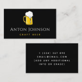 クラフトビールブルワリーカラフルイラストレーションブラック 名刺 (正面/裏面)