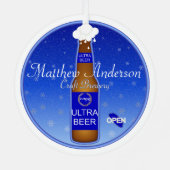 クラフトビールボトルバークリスマスオーナメント メタルオーナメント (裏面)
