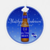 クラフトビールボトルバークリスマスオーナメント メタルオーナメント (正面)