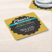 クラフトビール誕生日コースター招待状 スクエアペーパーコースター (アングル)