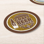 クラフトビール醸造所 – ブラウン ラウンドペーパーコースター (アングル)