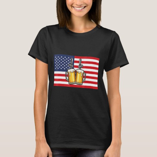 クラフトビール醸造所US Flag 4th 7月Patriotic Alco Tシャツ (正面)