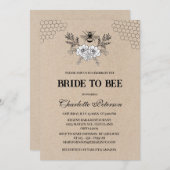 クラフトビー素朴をテーマにしたブライダルシャワー 招待状 (正面/裏面)