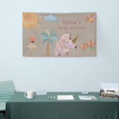 クラフトピンクのトリケラトップディニサウールガールベビーシャワー 横断幕 (トレードショー)