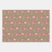 クラフトピンクのフラミンゴスがクリスマスに混じっているパーティー ラッピングペーパーシート (正面3)
