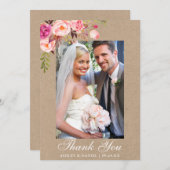 クラフトピンクウォーター結婚カラーフローラの写真 サンキューカード (正面/裏面)