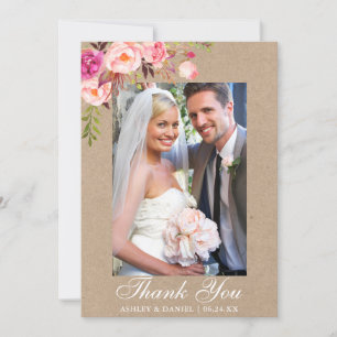 クラフトピンクウォーター結婚カラーフローラの写真 サンキューカード