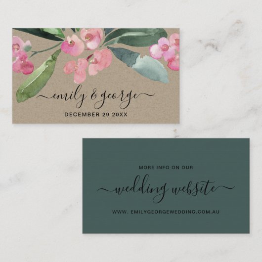 クラフトピンクキリストとげの開花結婚サイト 名刺 (正面/裏面)