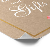 クラフトピンクフローラ金ゴールドウェディングカードギフト ポスター (角)