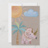 クラフトピンクリケラトプガールベビーシャワー 招待状 (裏面)