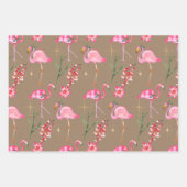 クラフトピンク素朴フラミンゴクリスマスホリデー ラッピングペーパーシート (正面)