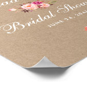 クラフトピンク赤面フローラブライダルシャワー歓迎 ポスター (角)
