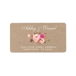 クラフトピンク赤面水の色のフローラ結婚のアドレス ラベル