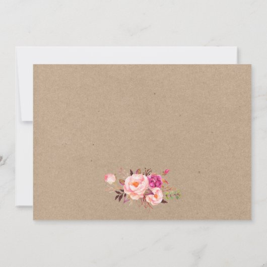 クラフトピンク赤面水の色フローラ日付を保存 セーブザデート (裏面)