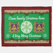クラフトファミリークリスマスファームパーソナライズされた フリースブランケット (正面(横))