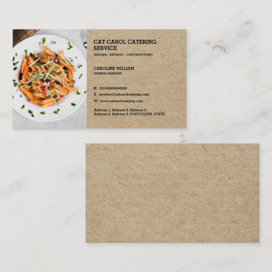 クラフトフェイクカスタム食品フォーマル事業ケータリング 名刺 (正面/裏面)