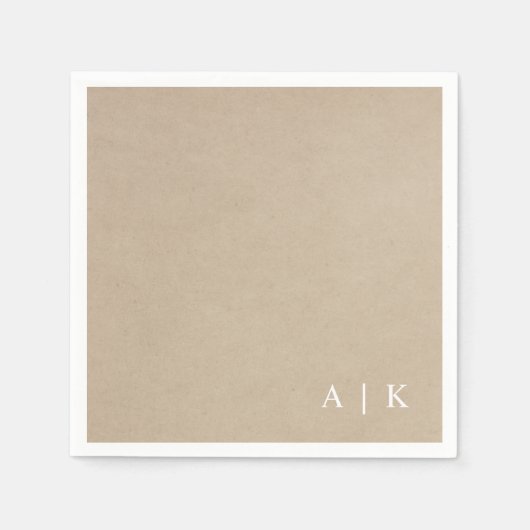 クラフトフェイクモノグラムシンプル素朴ズ結婚ス スタンダードカクテルナプキン (正面)