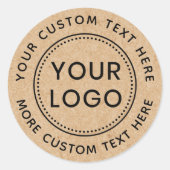 クラフトフェイク紙ルックカスタムロゴ円形文字 ラウンドシール (正面)