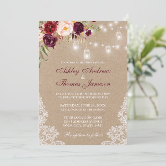 クラフトフローラブルガンディレースライトウェディングアグッズ (スタンド正面)