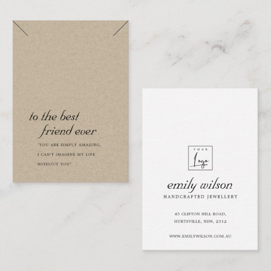 クラフトフ素朴レンドギフトネックレス表示カード プレイスカード (正面/裏面)