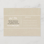 クラフトブラウンシック素朴ウェディング日付を保存 案内ポストカード (裏面)