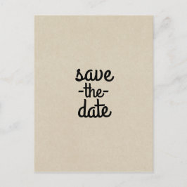 クラフトブラウンシック素朴ウェディング日付を保存 案内ポストカード