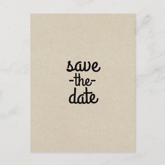 クラフトブラウンシック素朴ウェディング日付を保存 案内ポストカード (正面)