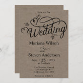 クラフトブラウンシンプル結婚式招待状 招待状 (正面/裏面)