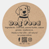 クラフトブラウン紙自家製の犬がペットフードを扱う ラウンドシール (正面)