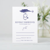 クラフトブラウン素朴魚釣りルアーリングや輪ネイビーブルー 出欠カード (スタンド正面)