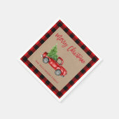 クラフトブラシスクリプトプレイドクリスマスヴィンテージトラック スタンダードカクテルナプキン (角)