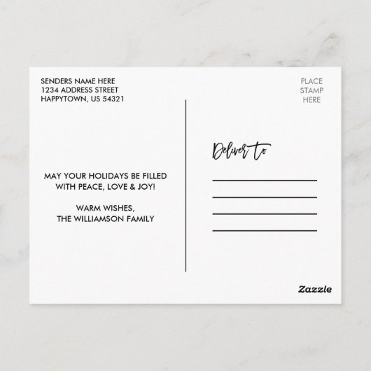 クラフトブラシスクリプトヴィンテージトラックフォトホリデー ポストカード (裏面)