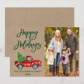 クラフトブラシスクリプト休日ヴィンテージトラックフォト シーズンカード (正面/裏面)