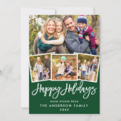 クラフトブラシスクリプト4フォトグリーンホリデーカード 招待状 (正面)