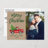 クラフトブラシ台本トラックカップルフォトクリスマス ポストカード (正面/裏面)