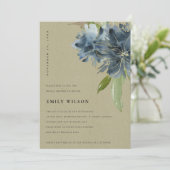 クラフトブルーグリーン金ゴールドフローラブライダルシャワー招待状 サンキューカード (スタンド正面)