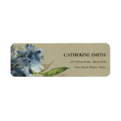 クラフトブルーグリーン金ゴールドフローラ水色アドレス ラベル (正面)